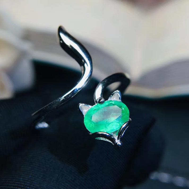 

Cluster Rings Natural Real Green Emerald Ring Per Jewelry 5*7mm 0.9ct Gemstone 925 Sterling Silver Fine Handmade J210741, Golden;silver