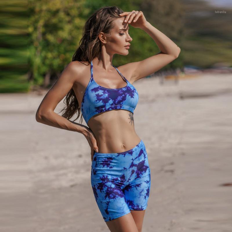 

Women High Waist Biker Shorts Halter Bikini Set Summer Jogging Beach Athletic Skinny Soft Elastic Stretchy Shorts Bathing Suit1