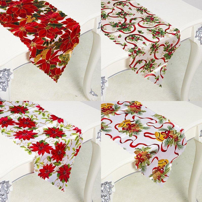 

180*35cm Christmas Table Runner Ornaments Christmas Decorations for Home New Year 2021 Noel Natal Party Table Flags Navidad 20201