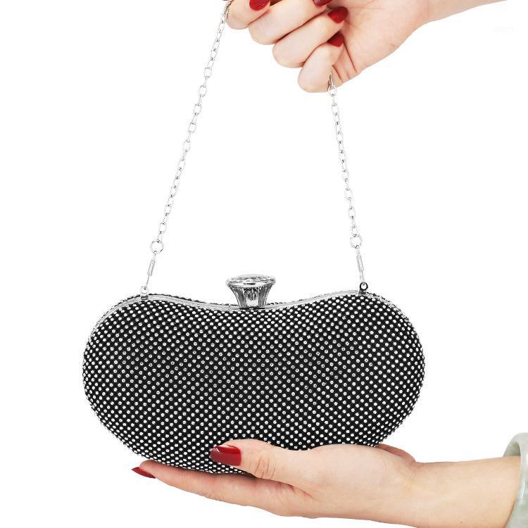 

New Dinner Evening Fashion Chain Diamond Women's Party Tote1, Black
