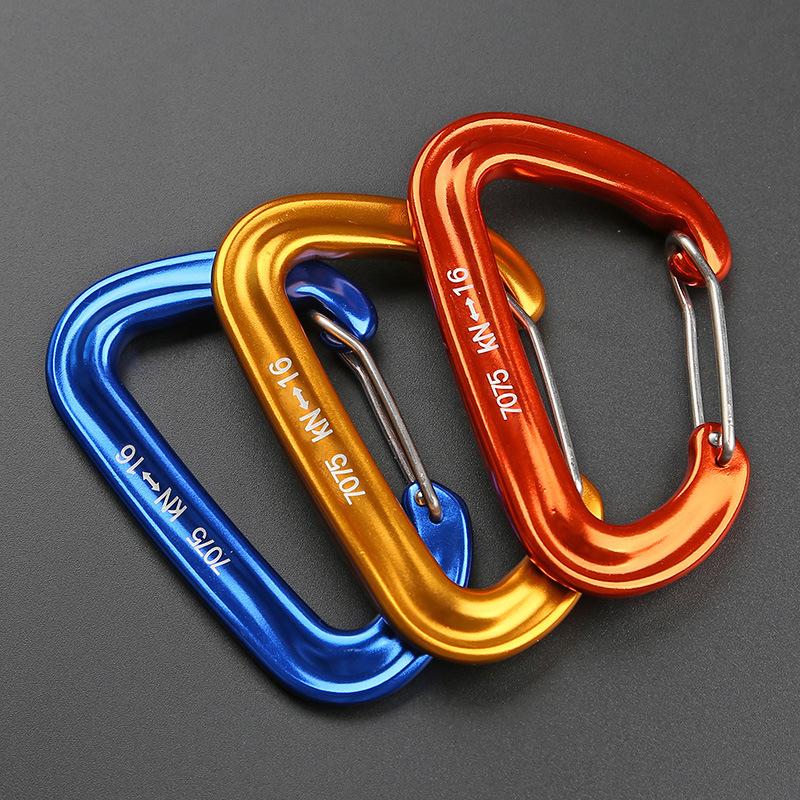 

Cords, Slings And Webbing Professional 16KN Climbing Carabiner D Shape Safety Lock Hook Outdoor Equipment Accessory Mountaineering Keychian