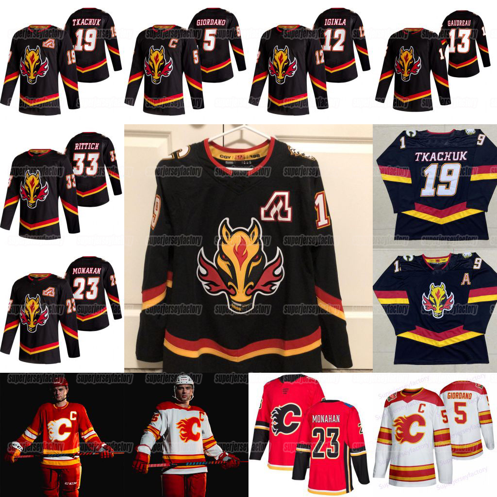

Calgary Flames 2021 Reverse Retro Matthew Tkachuk Mark Giordano Sean Monahan Johnny Gaudreau Jarome Iginla David Rittich Elias Lindholm, Women 2021 reverse retro