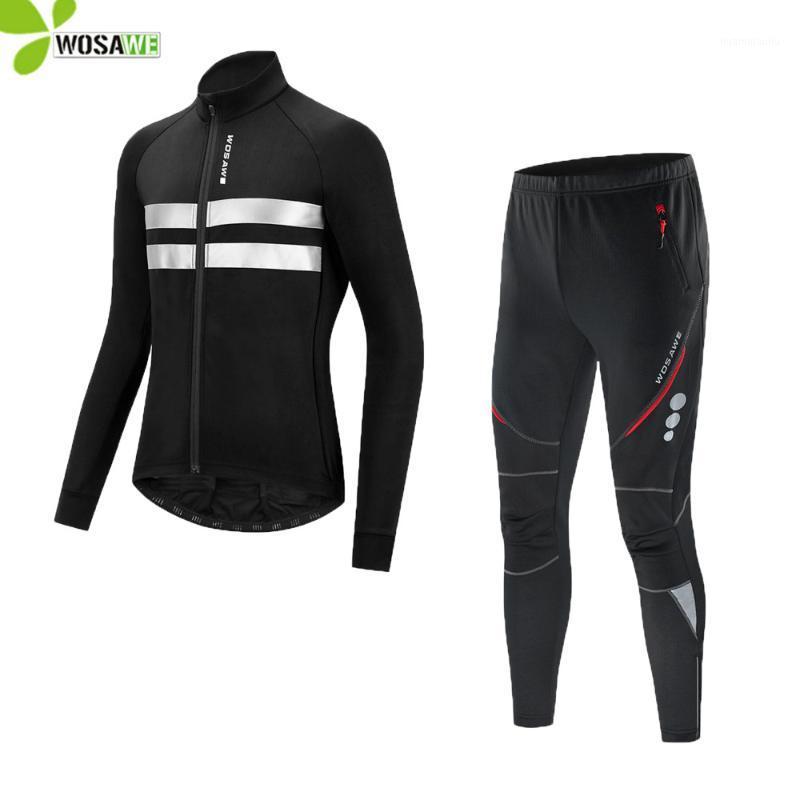 

WOSAWE Winter Soft Shell Cycling Jackets Set Thermal Fleece Reflective Suit Warm Up Bicycle MTB Bike WindbreakerJersey Clothes1, Bl231-b