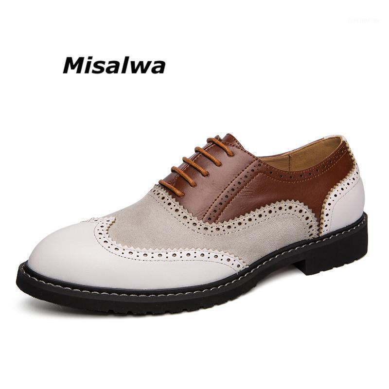 

Misalwa British Full Brogue Dress Shoes Men Closed Lacing Formal Shoes Men Leather Wing Tip Wedding Casual Suit Gentleman1, Black