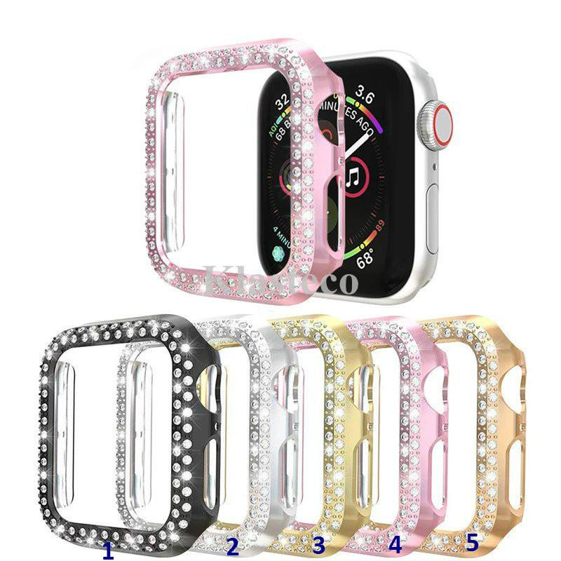 

double Diamond Watch Cover Luxury Crystal PC cases for Apple Series SE 6 5 4 3 44mm 40mm 42mm 38mm Case, Color mixing
