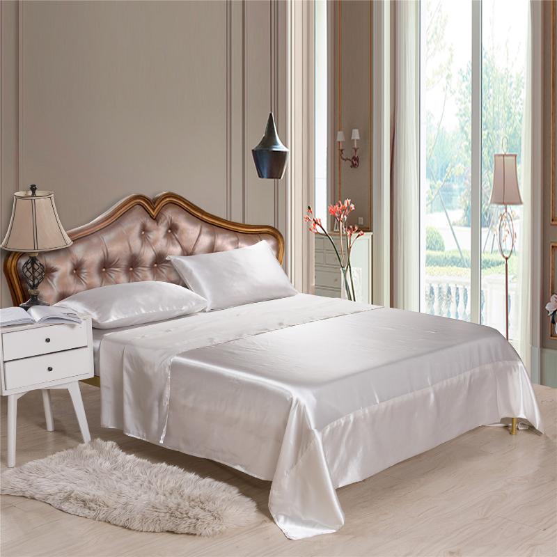 

Luxury Pure Color Imitated Silk Sheet Sets Modern Comforter Bedding Set White Red Fashion King Queen  Size Bed Linen Gift
