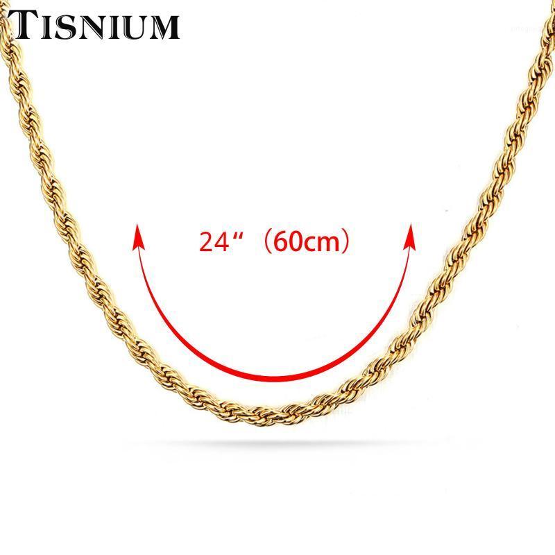

Chains Tisnium 3mm Halloween Friends Gift Goth Choker Men Women Necklace Twisted Rope Chain Gold Color Stainless Steel Jewelry Link20211