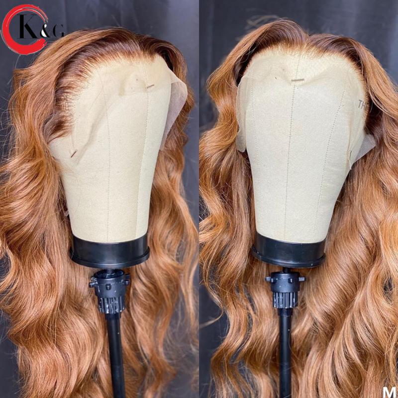 

KUNGANG Omber T-part Middle Part Lace Front Human Hair Wigs Wave 150% Density Lace Wigs With Baby Hair Ratio Non-Remy, As pic
