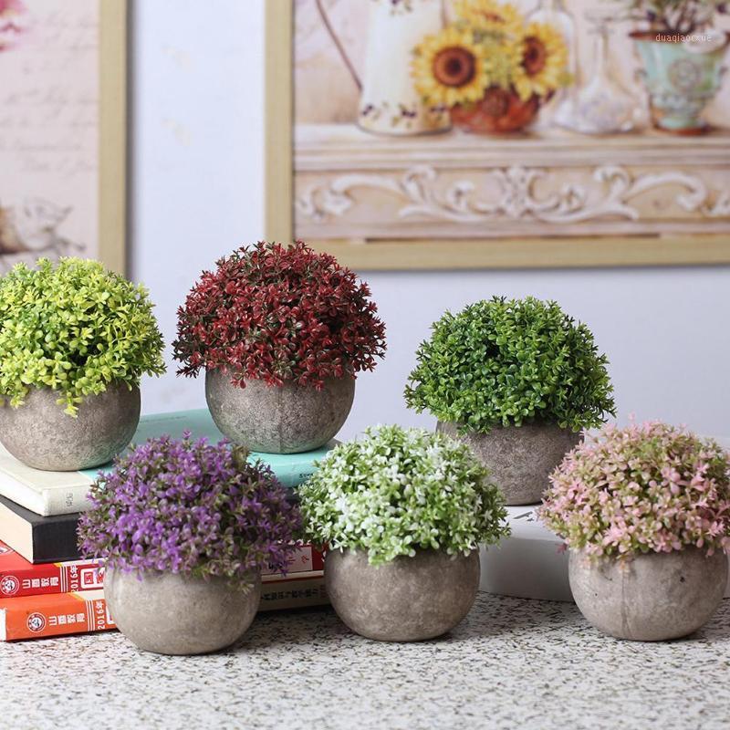 

Mini Plastic Fake Artificial Pot Plant Topiary Fake Green Colorful Flower Topiary Shrubs Home Store Desktop Decor Pot Plants1