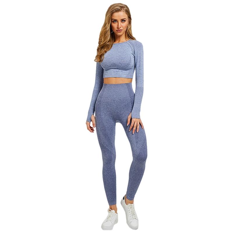 

Women Seamless Yoga Set Fitness Sport Suits Cloth Yoga Long Sleeve High Waist Running Legging Workout Set, Pink