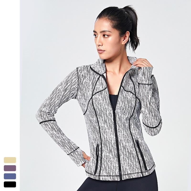 

New Autumn And Winter Ladie' Sportswear Long Sleeve Thumbhole Fleece Zip-up Jacket Running Muscle Tank Sport Gym Top Sketch, Black bar only