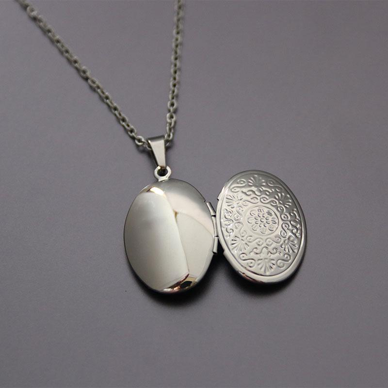 

1pc DIY Flower Shell Photo Frame Pendant Necklace Stainless Steel Charm Locket Necklaces Women Men Fashion Memorial Jewelry