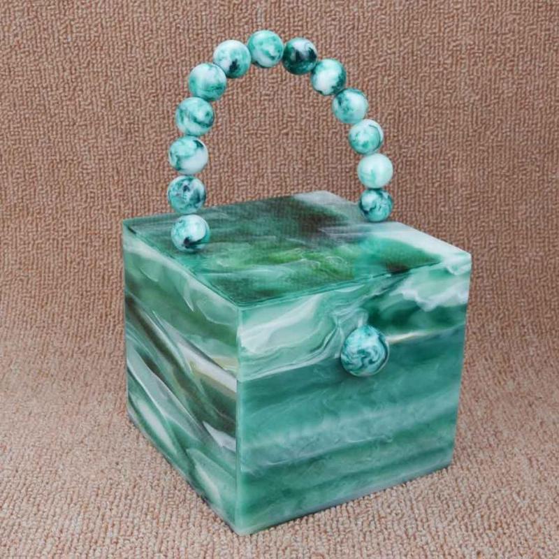 

Green Acrylic Flap Crossbody bags Women Party Purse White Pochette female Handbags