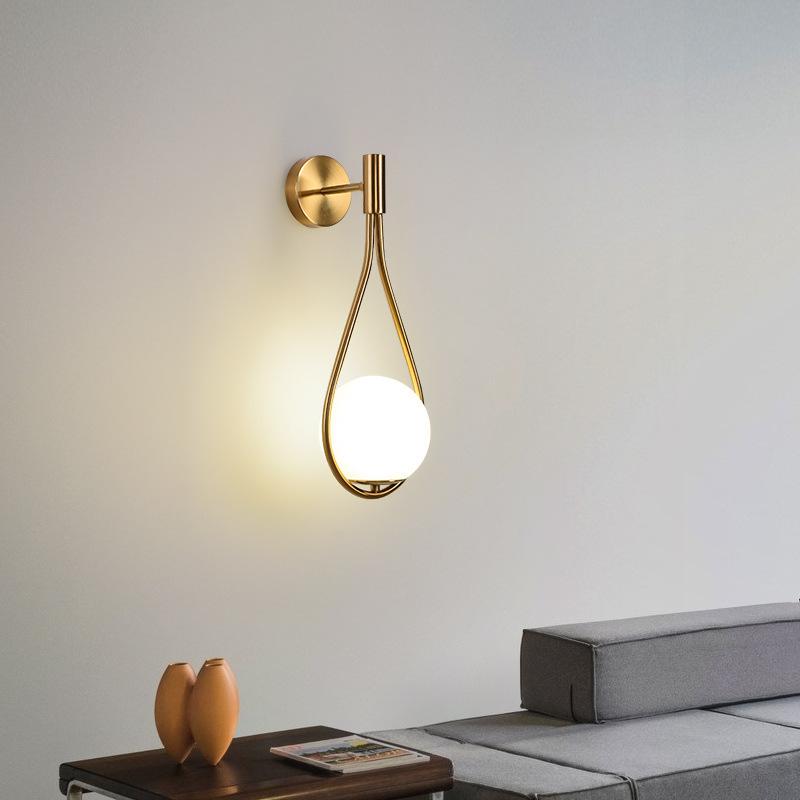

Nordic personality creative living room metal wall lamp fashion modern minimalist model bedside glass wall lamp bedroom