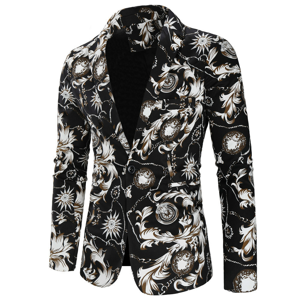 

2021 New Tang Fashions Formal Luxury Dress Printed Blazer Men's Jacket Fine Suits of Vintage Stage Attire Singers J60N