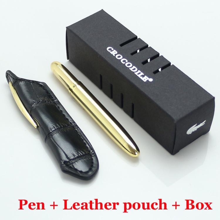 

Mini Crocodile 9cm space ballpoint pen golden rings and leather pouch Neat Convience Office Supplies pens 6 colours1