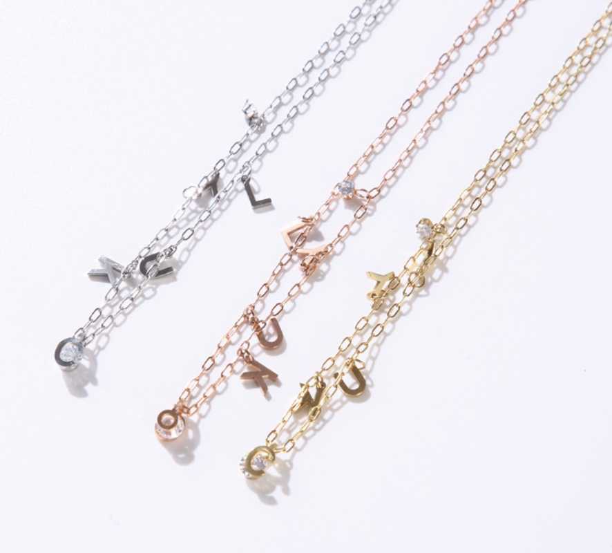 

Chokers Fashion Letter LUCKY Zircon Choker Pendant Necklaces For Women Dainty Collarbone Chain Stainless Steel Lovers Girls Gift Jewelry