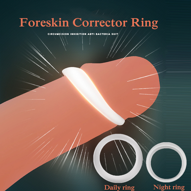 

Massage 2PCS Silicone Male Foreskin Corrector Resistance Ring Delay Ejaculation Penis Rings Sex Toys for Men Daily/Night Cock Ring