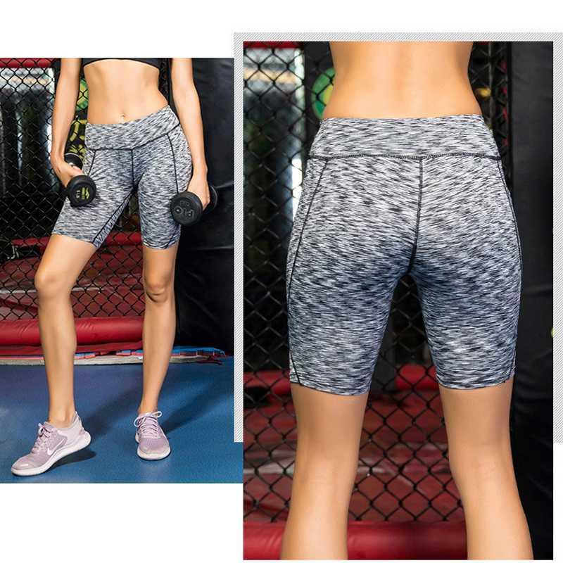 

Women' Yoga Shorts Summer Fitness Pocket Sports Leggings Gym Running Shorts Tight Slim Training Quick Dry Elastic Workout Short1, 48-navy