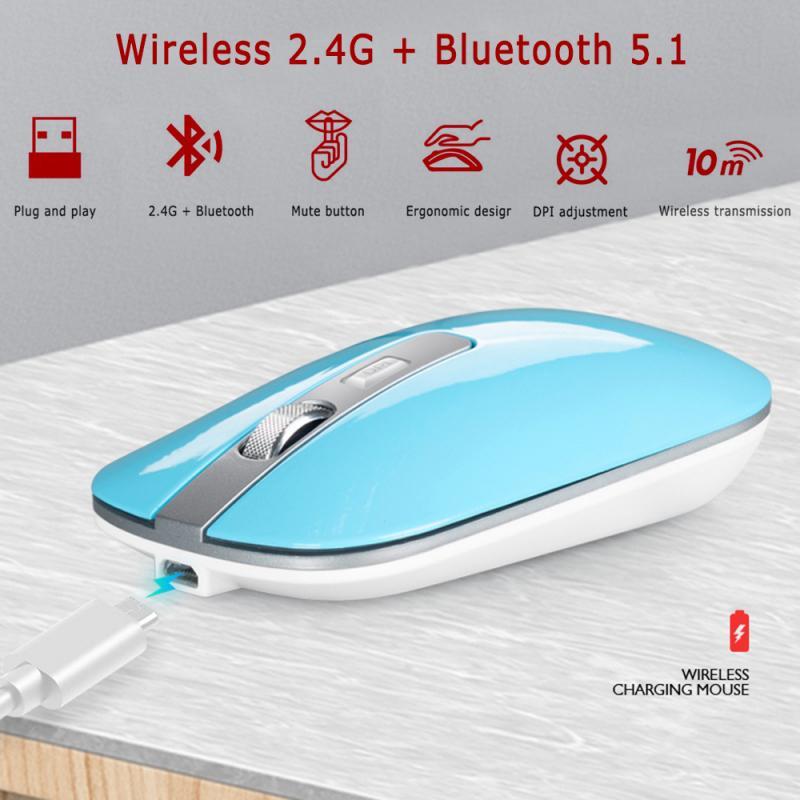 

Wireless Gaming Mouse Silent Computer Mouse Gamer 1600 DPI Ergonomic Mause Noiseless Sound USB PC Bluetooth For Laptop