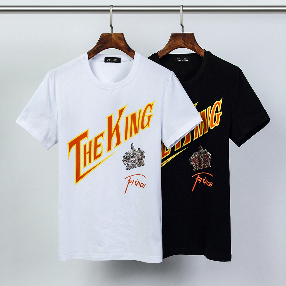 

Mens Designer Shirts the King Prince Printed Cotton T-shirt Women Short Sleeve Tshirts Summer Hip Hop Streetwear Tops Akzv, White