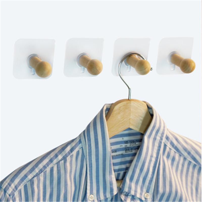 

4 pcs/set Hot Sale Practical Wall Hanger Bathroom Door Coat Hanger Clothes Hanging Rack Holder Wooden Hooks for Bags Towel