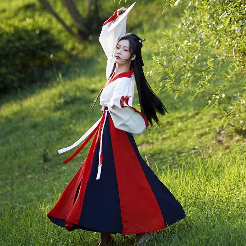 

Traditional Chinese Clothing Women Hanfu Fairy Dress Ancient Han Dynasty Princess National Stage Folk Dance Festival Outfit1, Red