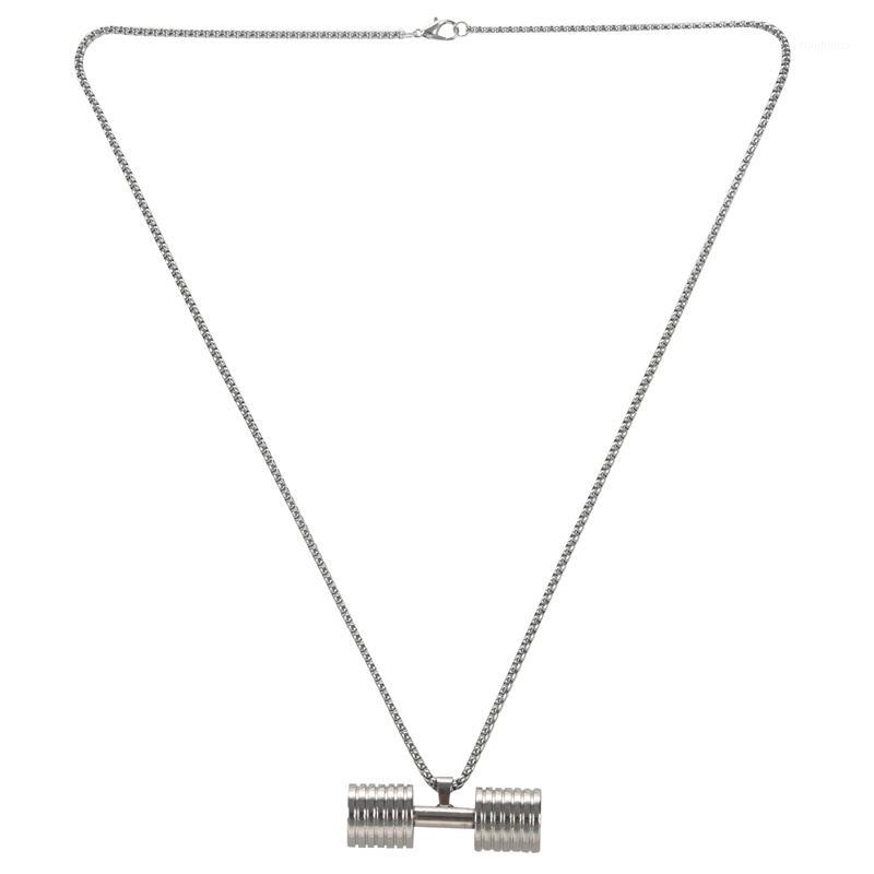 

Dumbbell Pendant Bodybuilding Fitness Necklace Large Size Silver Crossfit Barbell Necklace Fitness Jewelry Stainless Steel1