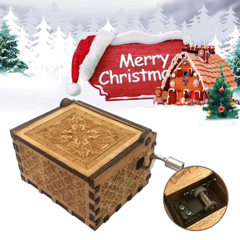 

music box singing case home Xmas festival decor gift Toys Wooden Merry Christmas pine craft DIY Vintage wood decorating creative1