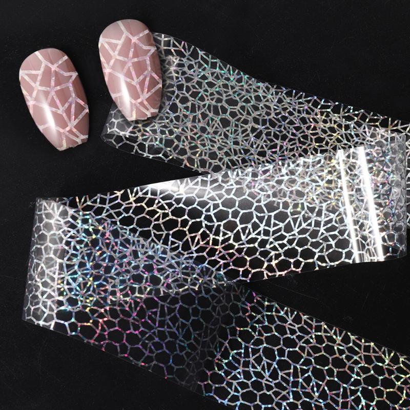 

New 100x4cm Latest Glitter Nail Art Full Tips Wraps DIY Cobweb Foils Transfer Polish Adhesive DIY Craft Sticker Manicure Decals, 297