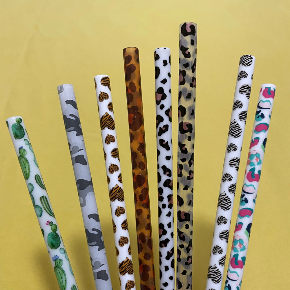 

9inches Leopard PP straws Wholesale Blanks 50pcs Pack Stright Straw for 20oz 30oz tumblers DOMIL106-1955