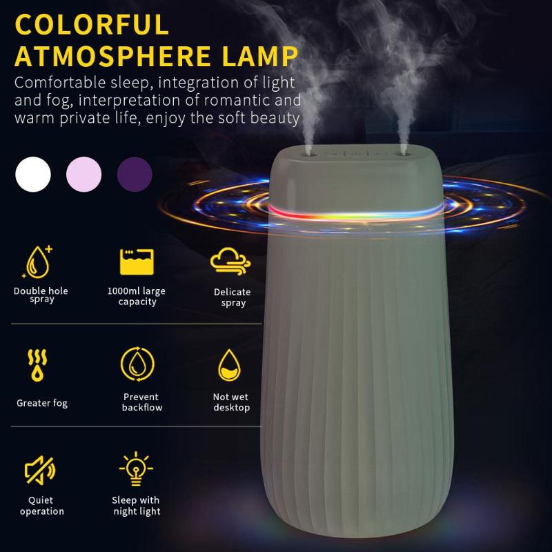 

Atomizing Humidifier Ultrasonic Humidifier Humidifiers 7 Colored Lights Silent Double Nozzle Creative Fashion Bedroom Office
