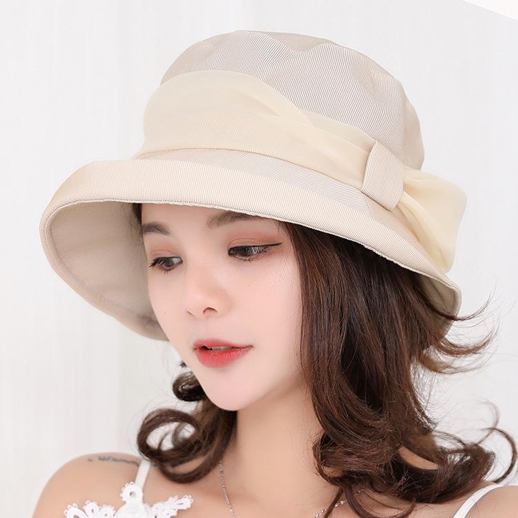 

Korean All-match Basin Cap Women Sun Hat Wide Brim Print Stripe Bowknot Anti-uv Sunproof Outdoor Casual Travel Ladies Hats, Black