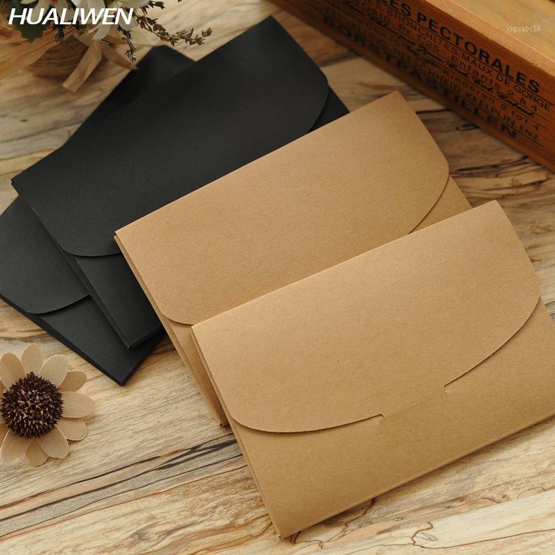 

5Pcs/Pack Kraft Black Paper Envelope Message Card Letter Stationary Storage Paper Gift1