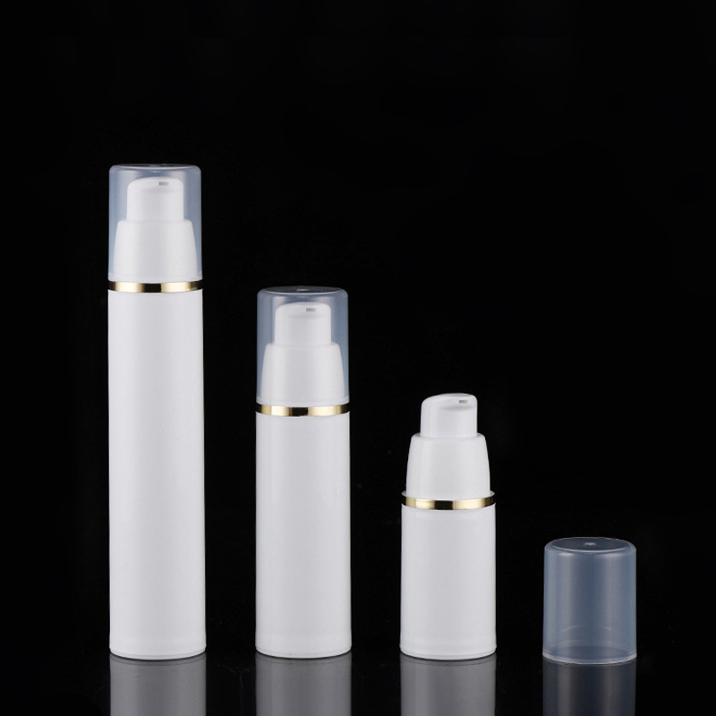 

white empty PP plastic cosmetic packaging container serum lotion 15ml 30ml 50ml airless pump bottle