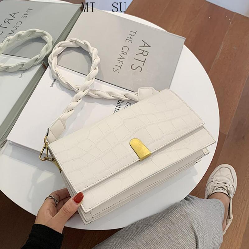 

Crocodile pattern Flip bag 2021 New High quality Leather Women's Designer Handbag Weave Shoulder strap Shoulder Bag Underarm, Black