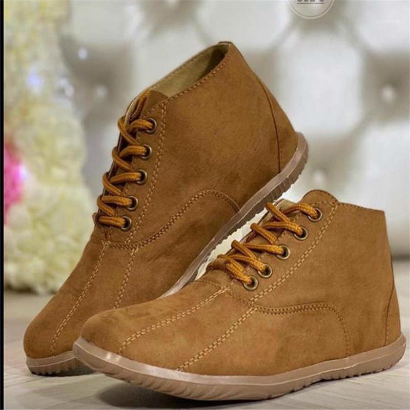 

Women ankle boots flats lace up autumn faux suede flat casual shoes plus size gladiator booties woman mujer zapatos mujer D17831, Black