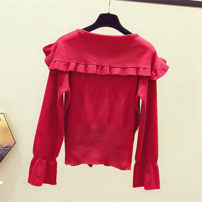 

Women's 2021 New blouse autumn chic sweet neck pearl single-breasted cardigan long sleeve y509 7P41, Hei