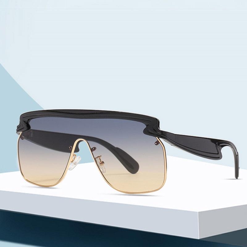 

One Piece Sunglasses Women Men Trendy Half Frame Square Sun Glasses Female Oversized Shades Glasses Oculos UV400