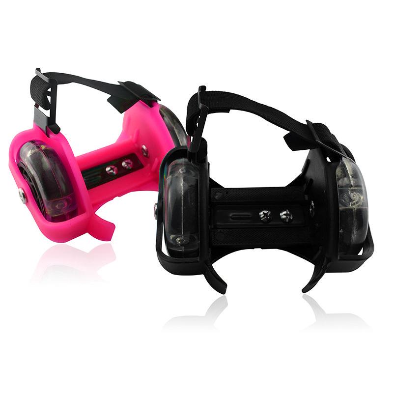 

Flashing Roller Kids Gift Whirlwind Pulley Heel Adjustable Safety Durable Outdoor Home Skating Flash Colorful Kids Wheels Shoes, Black