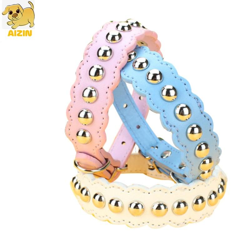 

PU Leather Pet Dog Collars Soft Cats Outdoor Leads Rivet Collar Cute Style Necklace Adjustable For Small Medium Puppy Supplier