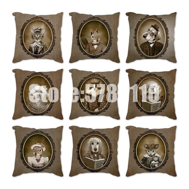

Creative Cat and dog Print 45*45cm Cushion Cover Linen Throw Pillow Car Home Decoration Decorative Pillowcase Decorative covers Pillow Case