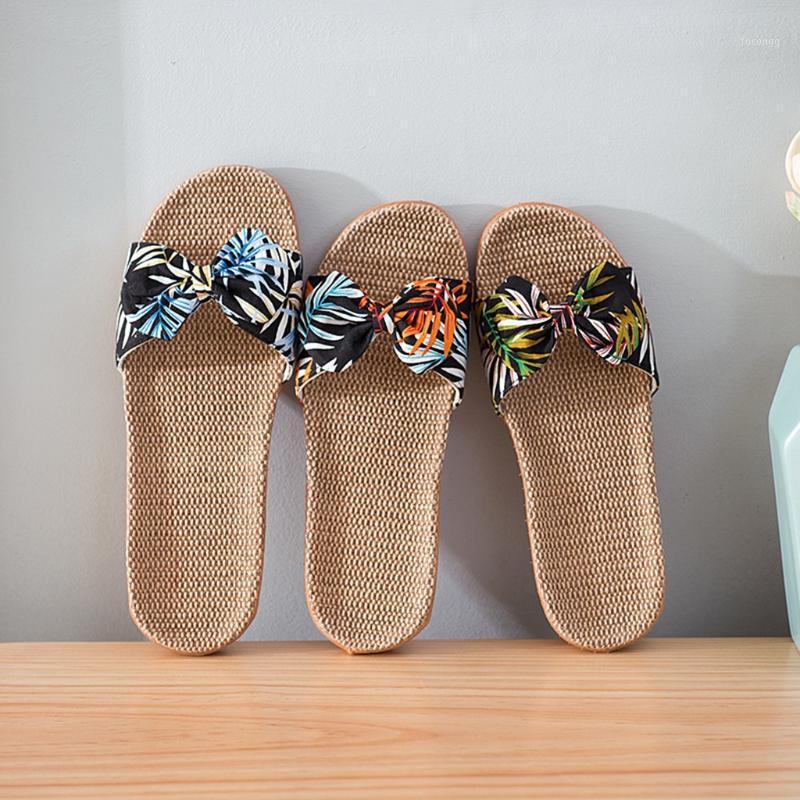 

SAGACE Women Summer Shoes Bohemia Floral Beach Slippers 2020 Beach Female Flip Flops For Women Slipper Linen Home Floor Slides1, Gn