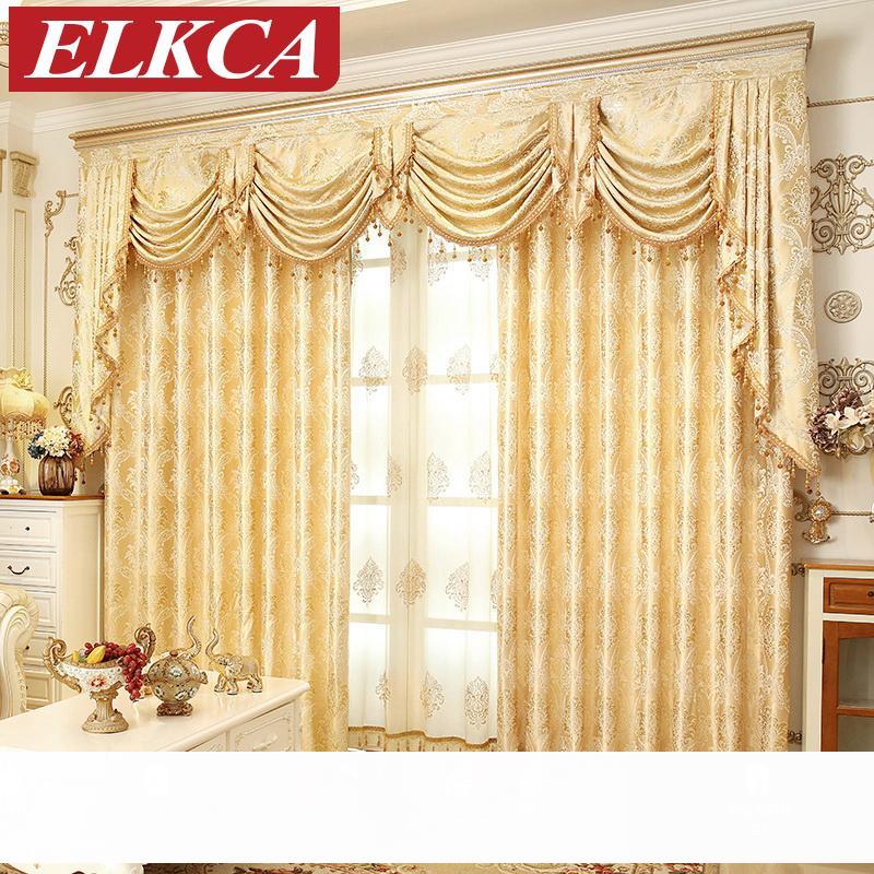 

European Golden Royal Luxury Curtains For Bedroom Window Curtains For Living Room Elegant Drapes European Curtain Home Window Decor, F002