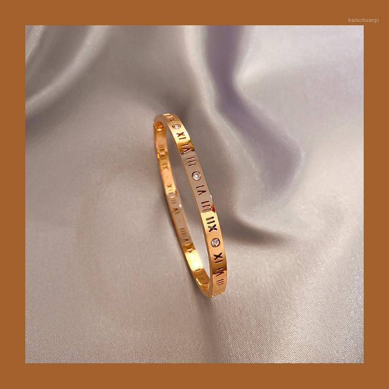 

Bangle Titanium Steel Bracelet Female Roman Numerals Simple Fashion Personality Men And Women The Same Couple1