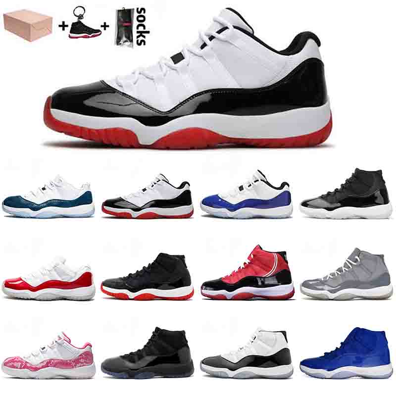 

With Box 11 11s basketball Shoes Jumpman White Bred 25th Anniversary Concord Blue Mens Womens Trainers Sneakers, D35 snakeskin - navy 36-47