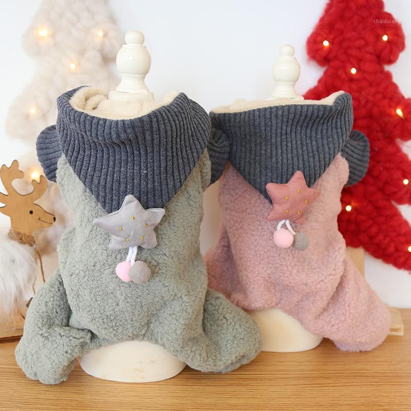 

Autumn and Winter Korean Style Wool Stars Decor Green Pink Colors Four-legged Pet Jumpsuits Super Warm and Thick Roupas Cachorro1