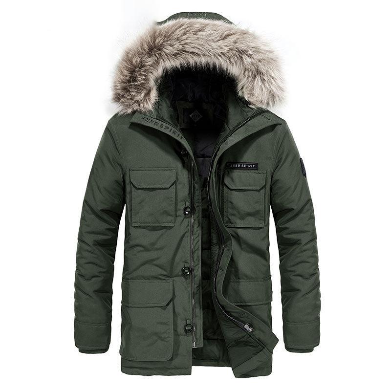 

Winter Parkas Men Thick Warm Outwear Long Jackets Fur Collar Windbreaker Male New Multi-pocket Hooded Parka Overcoat Veste Homme, Gray