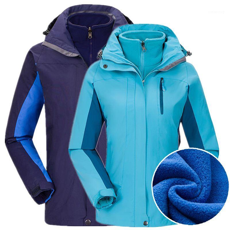

Mens And Womens Hiking Jacket Windproof Detachable Warm Fleece Coat Outdoor Sport Couples Mountain Trekking Camping Jacket1, Women sky blue