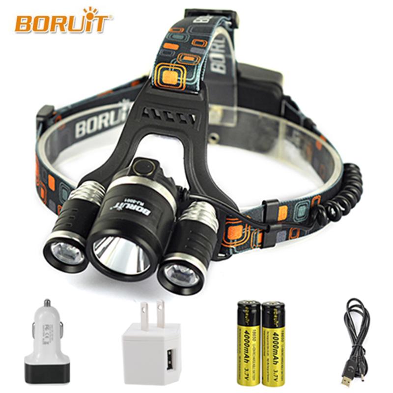 

BORUiT RJ 3001 Cree XMl2 Headlamp LED USB Rechargeable Head lamp Charger Battery 18650 Outdoor Hiking Camping Lamp Head Lantern
